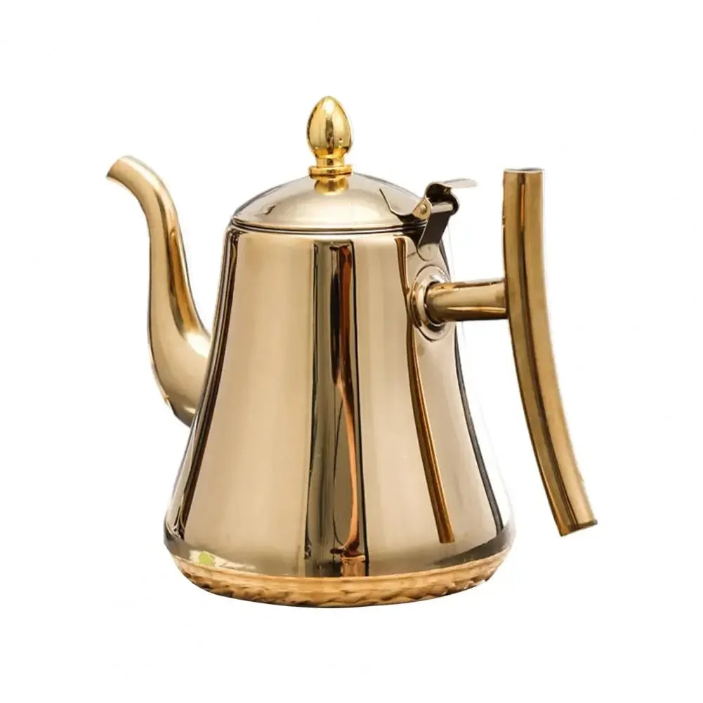 Tetera de acero inoxidable de 1.0L/1.5L/2.0L, con infusor extraíble para té de flores sueltas, tetera de café segura para estufa