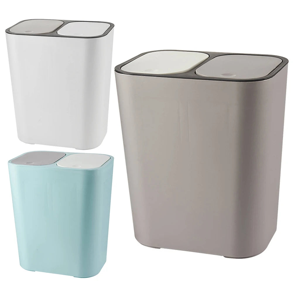 Cubo de basura de cocina de 15L Doble reciclaje 2 secciones Decoración del hogar Sala de estar Dormitorio Baño