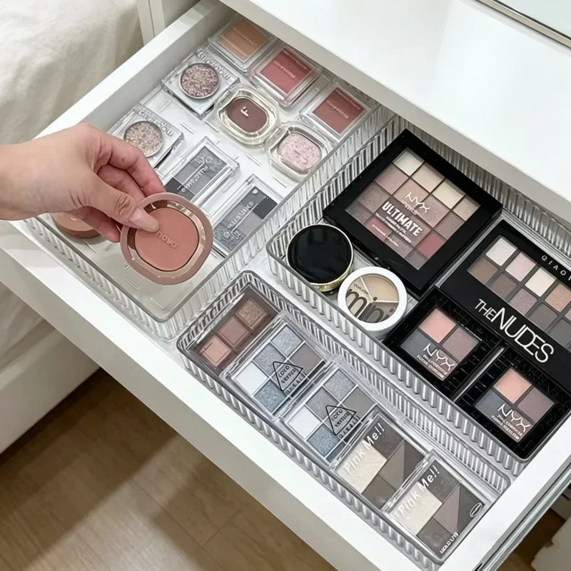 Organizador Modular de Cajones Transparente Bandejas de Almacenamiento Multiuso para Maquillaje, Tocador de Baño, Herramientas de Cocina y Organización de Cuidado de la Piel
