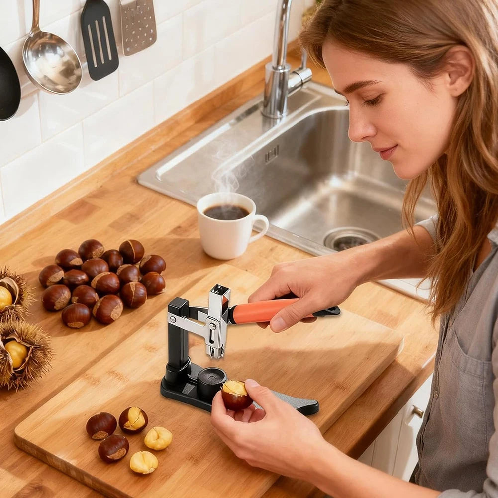 Pelador de Nueces y Castañas, Dispositivo para Pelar y Partir Castañas, Prensa Manual, Frutas Duraderas, Herramienta Esencial de Cocina para la Comodidad Diaria