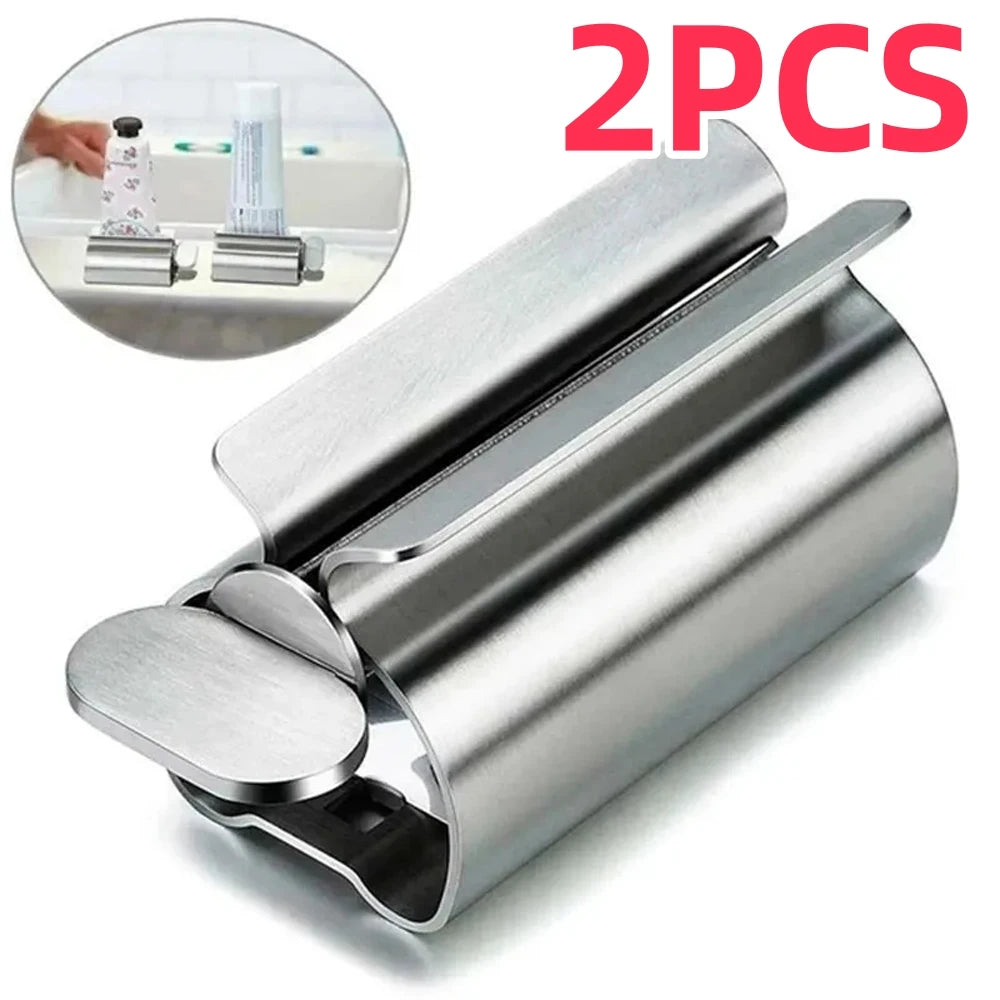 1/2PCS Exprimidor de Pasta de Dientes Rodillo para Tubos Rodillo de Acero Inoxidable Exprimidor Giratorio Dispensador para Cosméticos Accesorios de Baño