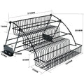 Estante para especias de 3 niveles para armario de cocina, organizador de almacenamiento de metal