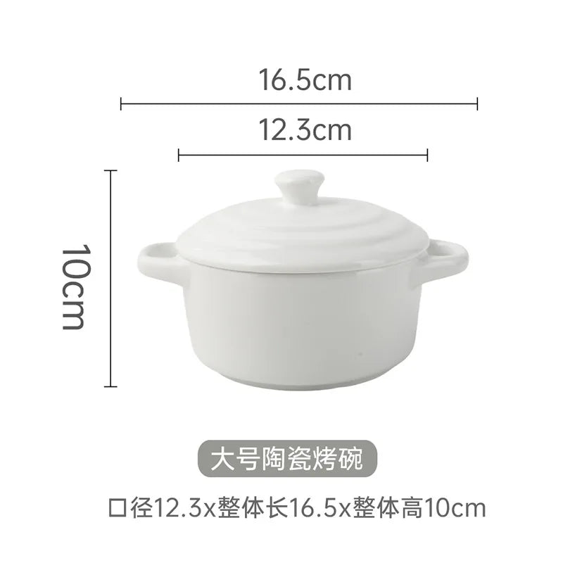 1 pieza de cuenco pequeño de cerámica con doble asa - Seguro para horno para flan de huevo al vapor, sopa casera, pudín, horneado y guisos