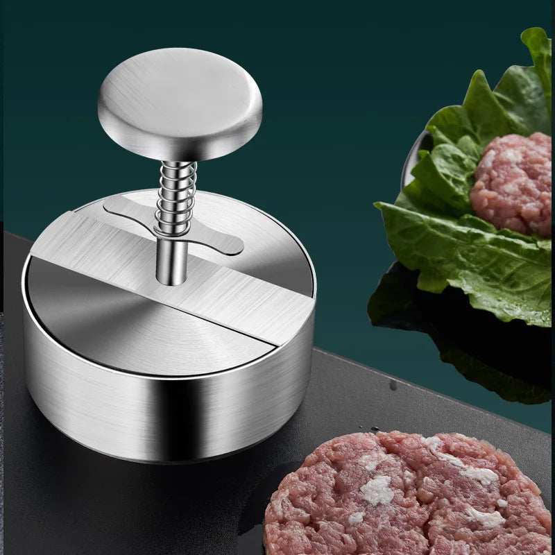 Prensa para Hamburguesas, Acero Inoxidable 304, Antiadherente, Molde Redondo Manual para Bolas de Arroz, Grosor Ajustable, Herramientas de Cocina para Carne de Res y BBQ
