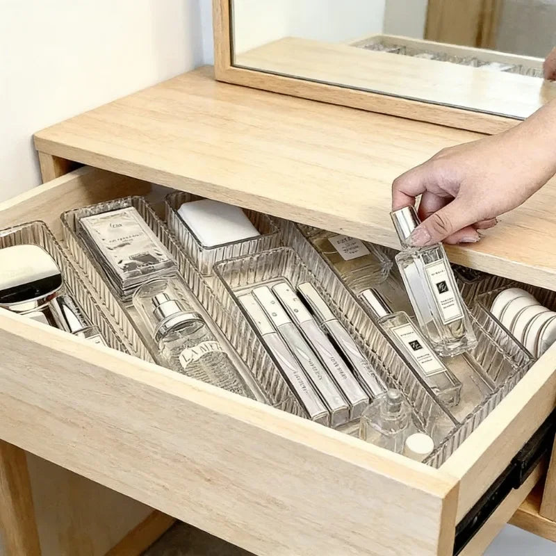 Organizador Modular de Cajones Transparente Bandejas de Almacenamiento Multiuso para Maquillaje, Tocador de Baño, Herramientas de Cocina y Organización de Cuidado de la Piel