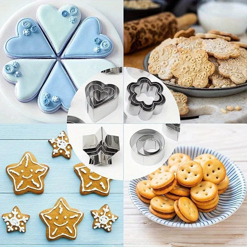 Set de Cortadores de Galletas Geométricos - Crea Repostería Única y Arte con Frutas - Moldes Reutilizables de Acero Inoxidable Duradero para Diversión en la Cocina DIY