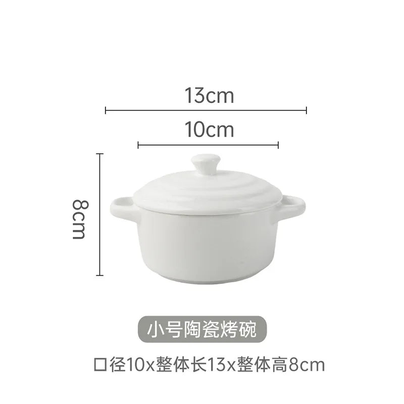 1 pieza de cuenco pequeño de cerámica con doble asa - Seguro para horno para flan de huevo al vapor, sopa casera, pudín, horneado y guisos