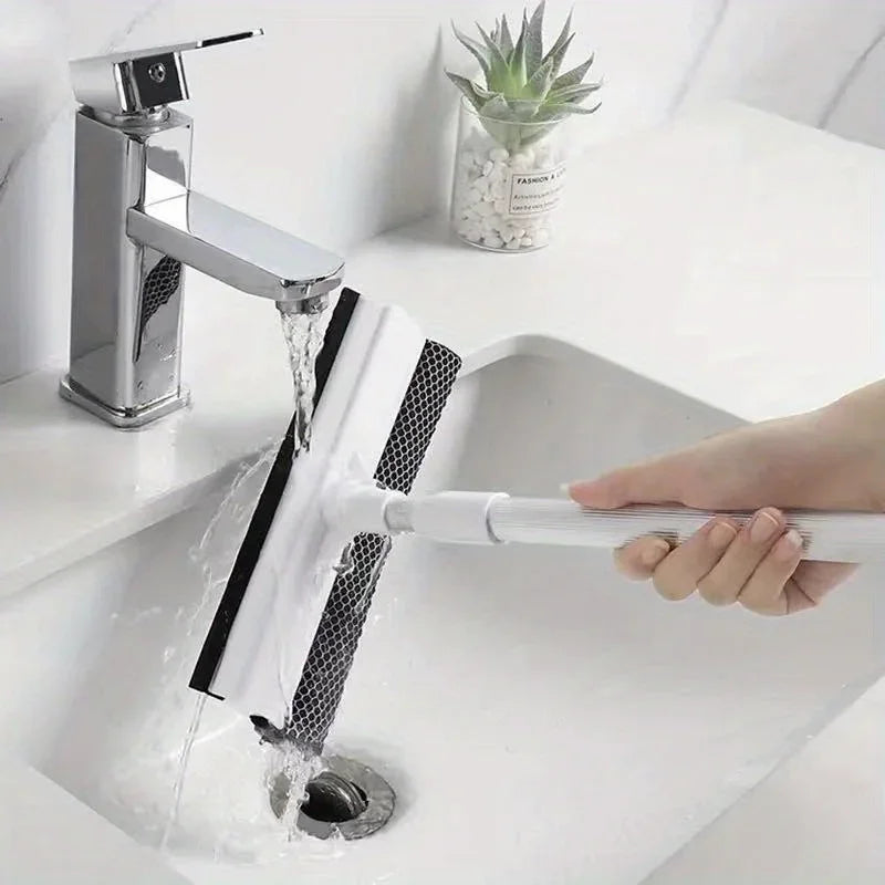 1 pieza Limpiador de Ventanas con Escurridor 2 en 1 Palo Retráctil Cepillo para Limpiar Ventanas Herramienta de Limpieza de Vidrio para Coche y Puerta de Ducha
