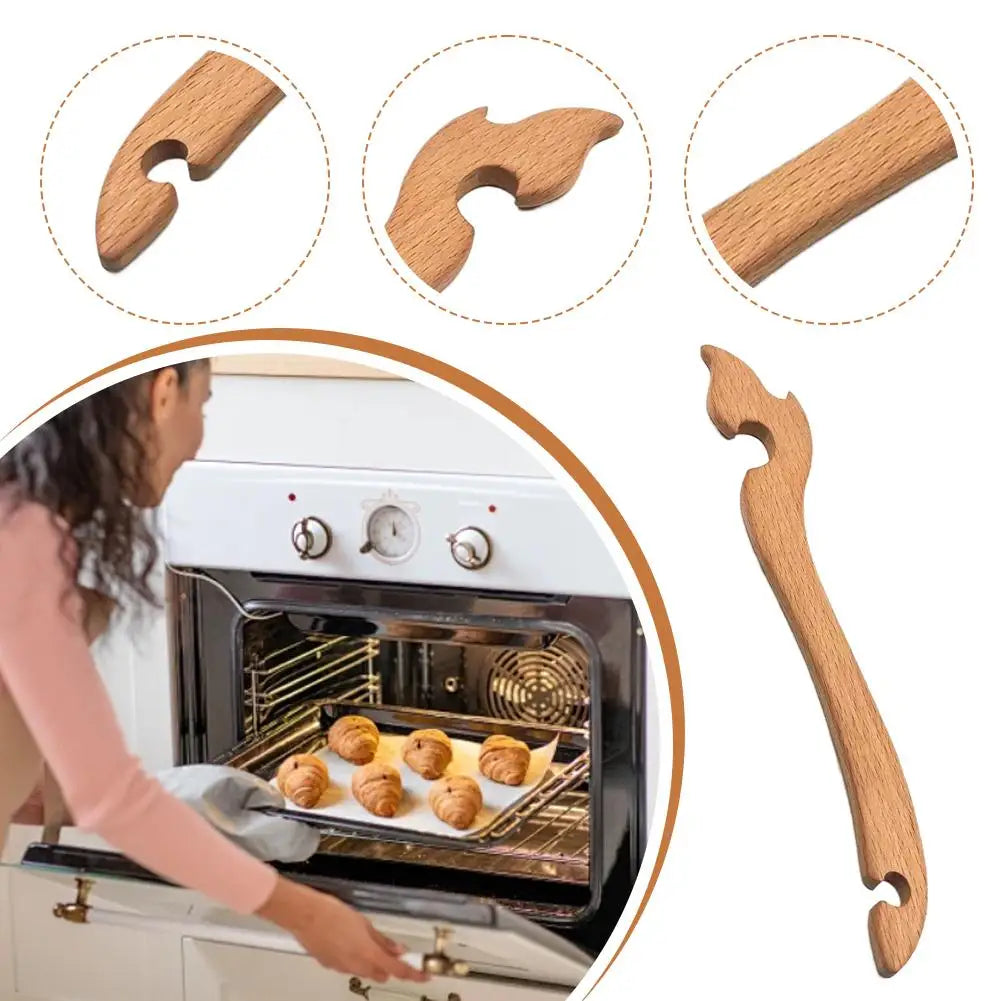 Extractor de Rejilla de Horno de Madera Antideslizante Mango de Madera Resistente al Calor Suave Para Hornear Asar Cocinar Accesorio de Horno 1/2/5 unidades