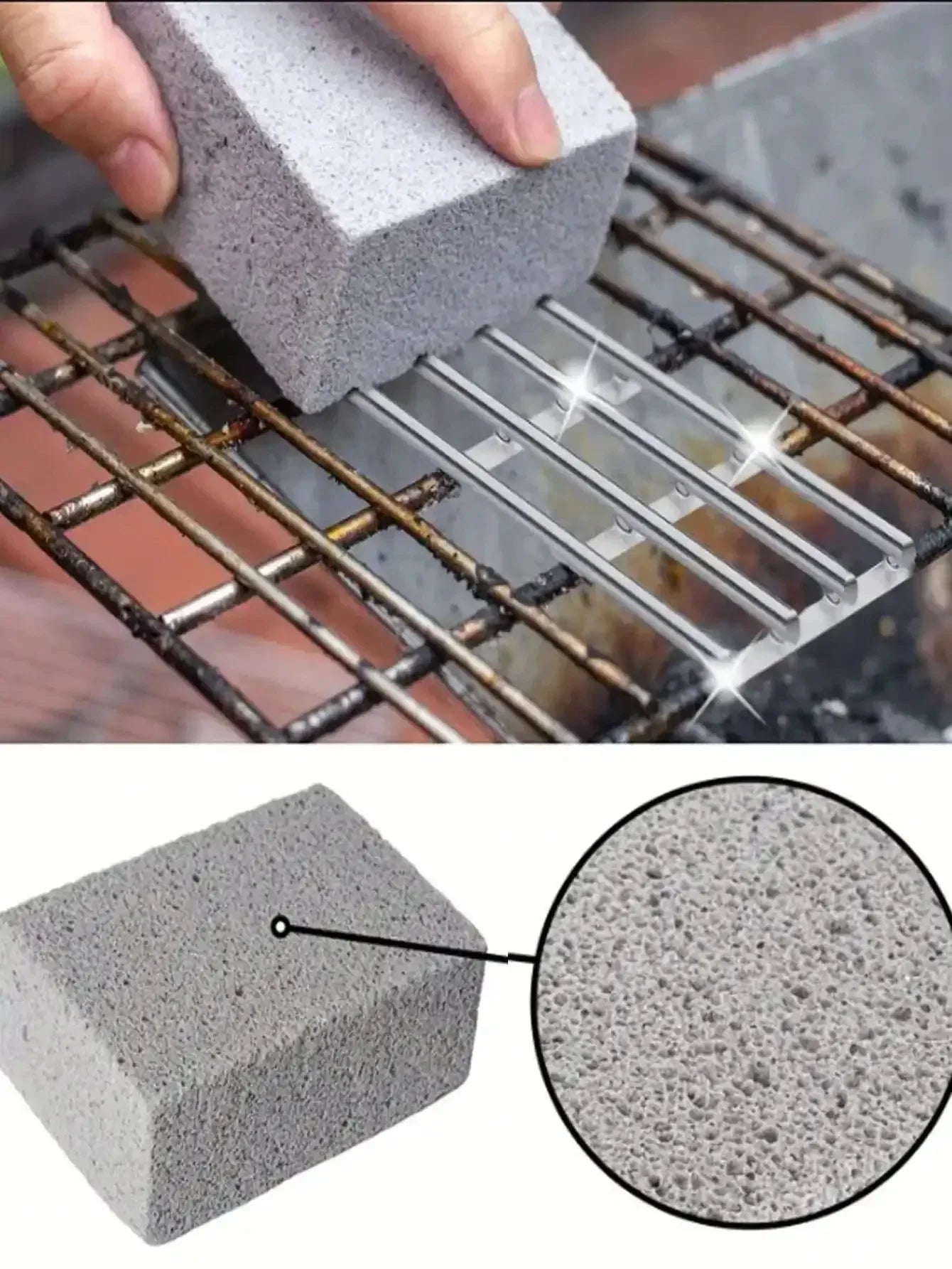 Ladrillo de limpieza para parrilla, removedor de grasa y óxido de alta resistencia para rejillas de metal, piedra porosa, herramienta de limpieza de cocina, entusiasta de la parrilla