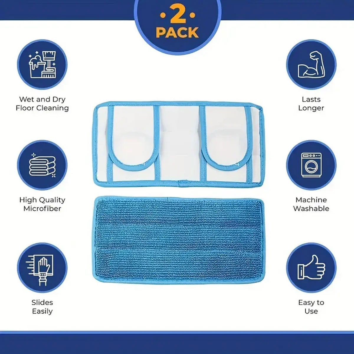 Almohadilla de Trapeador Reutilizable Para Trapeador, Almohadilla de Microfibra de 11*5.7 pulgadas Recargable Lavable Para Limpieza de Zócalos en Pisos Duros, Almohadilla de Limpieza Húmeda/Seca