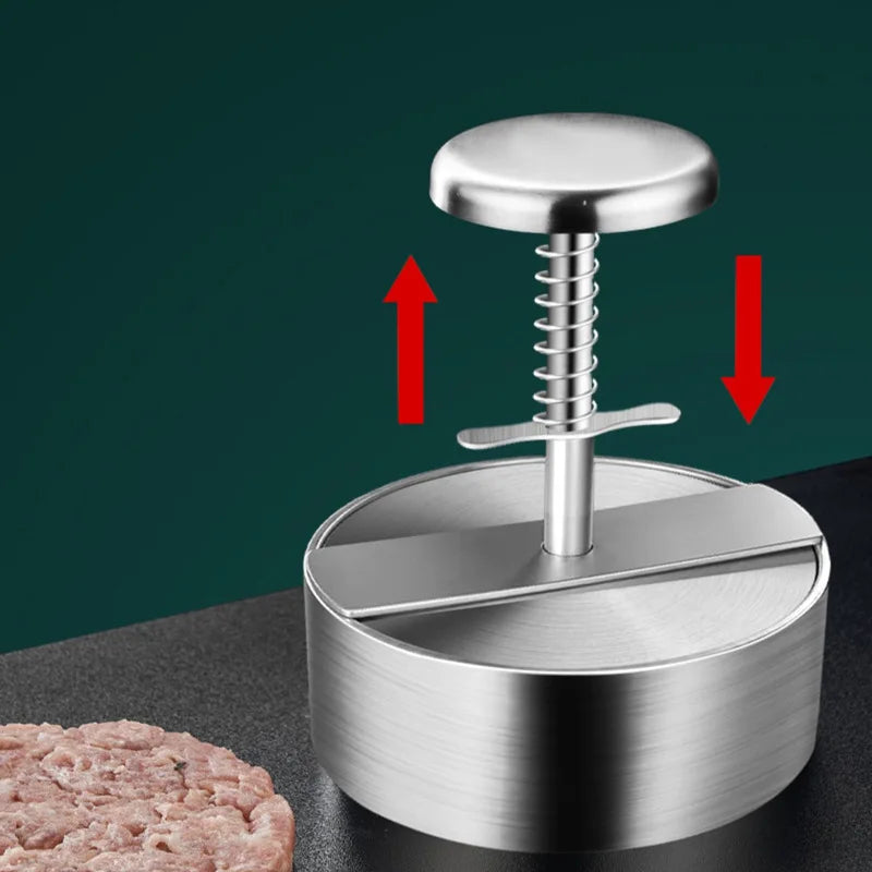 Prensa para Hamburguesas, Acero Inoxidable 304, Antiadherente, Molde Redondo Manual para Bolas de Arroz, Grosor Ajustable, Herramientas de Cocina para Carne de Res y BBQ