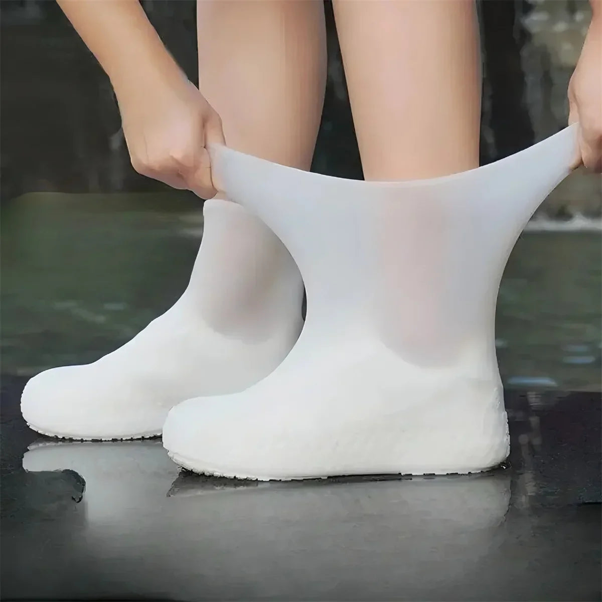 1 Par de Botas de Lluvia de Goma, Sobres de Zapatos para Uso al Aire Libre, Cubrezapatos Impermeables de Silicona, Cubrezapatos para Días Lluviosos, Reutilizables Antideslizantes