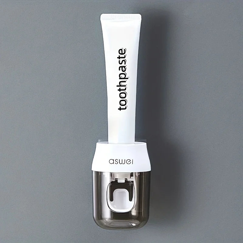 Dispensador automático de pasta de dientes montado en la pared, fácil de instalar sin taladrar, adecuado para varios tubos de pasta de dientes en espiral