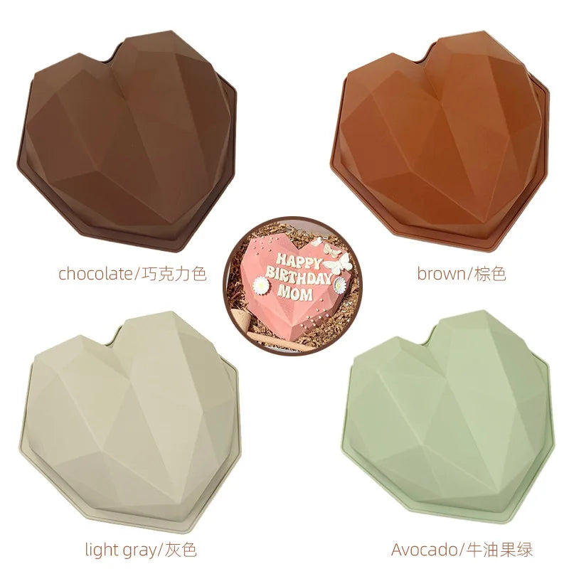 Juego de Moldes de Silicona en Forma de Diamante con Letras y Números, 1/6/8 Cavidades en Forma de Corazón para Mousse, Pasteles, Chocolate, Jabón y Velas