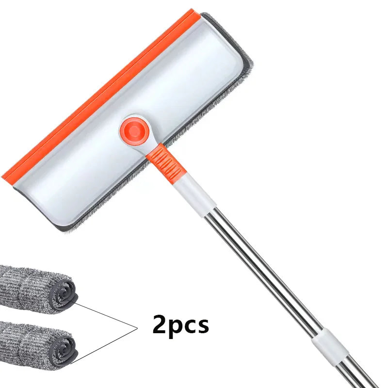 Limpiador de Ventanas con Mango Largo (51 pulg.), Herramienta de Limpieza de Vidrios con Escobilla de Silicona y Cepillo de Microfibra, Kit de Limpieza de Ventanas