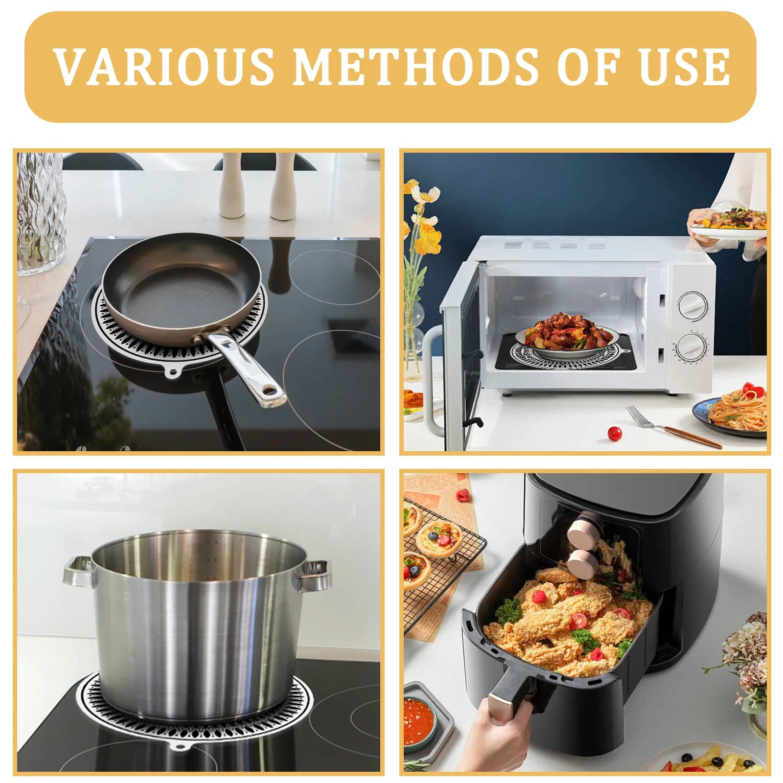 4 piezas de almohadilla de aislamiento para cocina de inducción, protector de encimera, salvamanteles, silicona antideslizante, almohadilla de aislamiento térmico, protector de mostrador