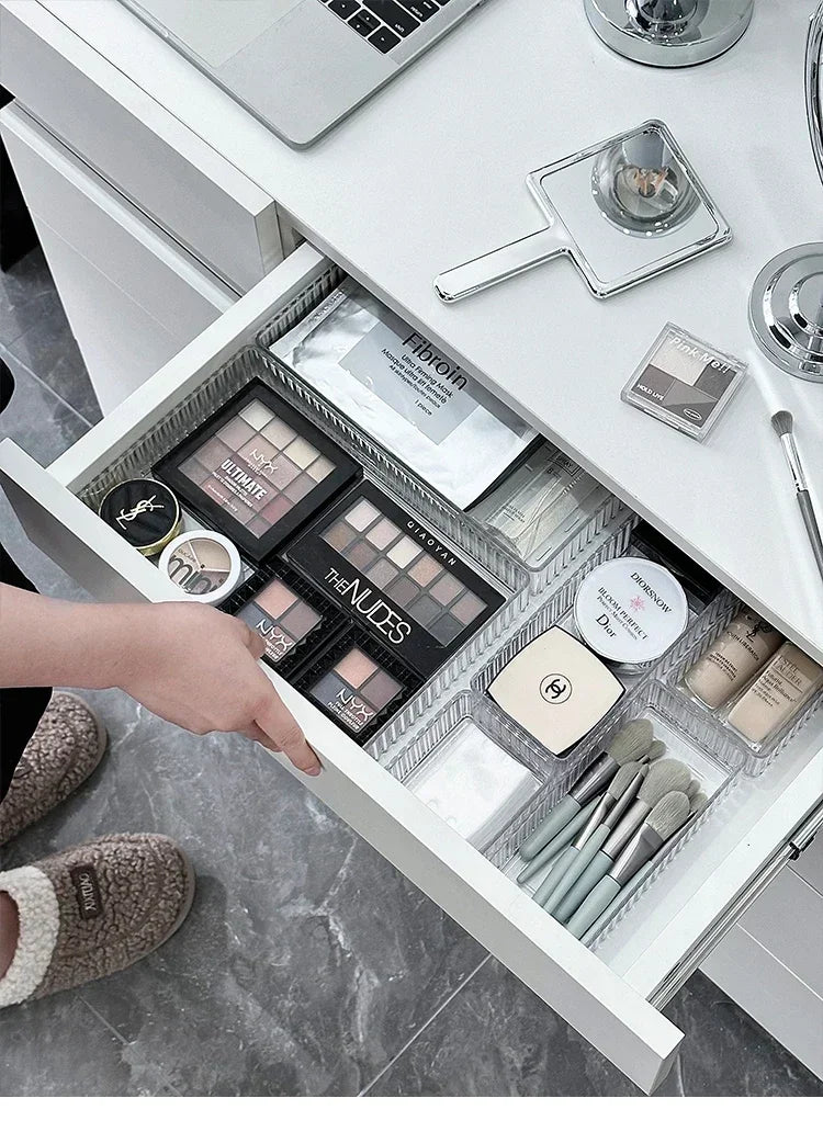 Organizador Modular de Cajones Transparente Bandejas de Almacenamiento Multiuso para Maquillaje, Tocador de Baño, Herramientas de Cocina y Organización de Cuidado de la Piel