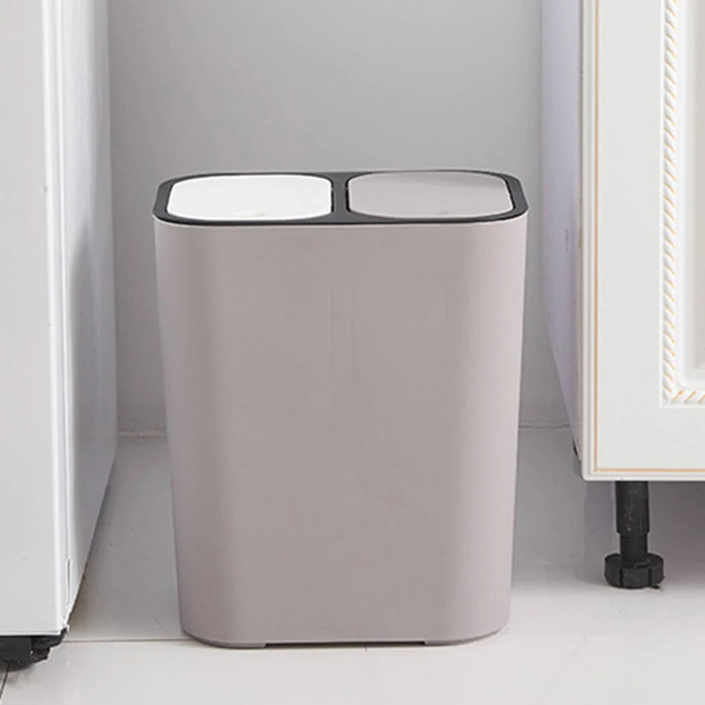 Cubo de basura de cocina de 15L Doble reciclaje 2 secciones Decoración del hogar Sala de estar Dormitorio Baño