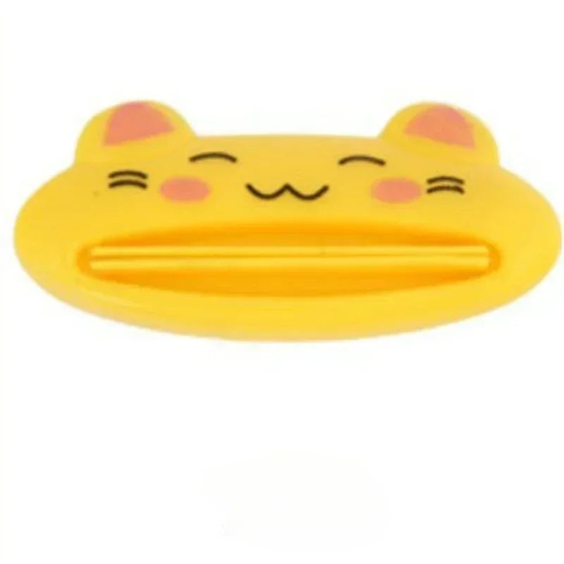 Lindo dispensador de pasta de dientes en caricatura enrollable, clips para limpiador facial, soporte de pasta de dientes para niños, ahorrador de tubo, accesorios de baño