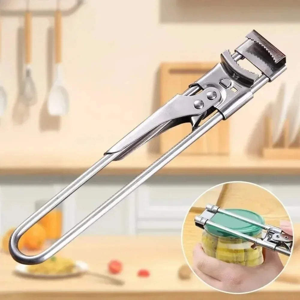 1/2 Piezas Abridor de Botellas, Tarros y Latas de Acero Inoxidable Ajustable de Alta Resistencia Multifuncional que Ahorra Esfuerzo, Herramienta de Cocina de Fácil Agarre
