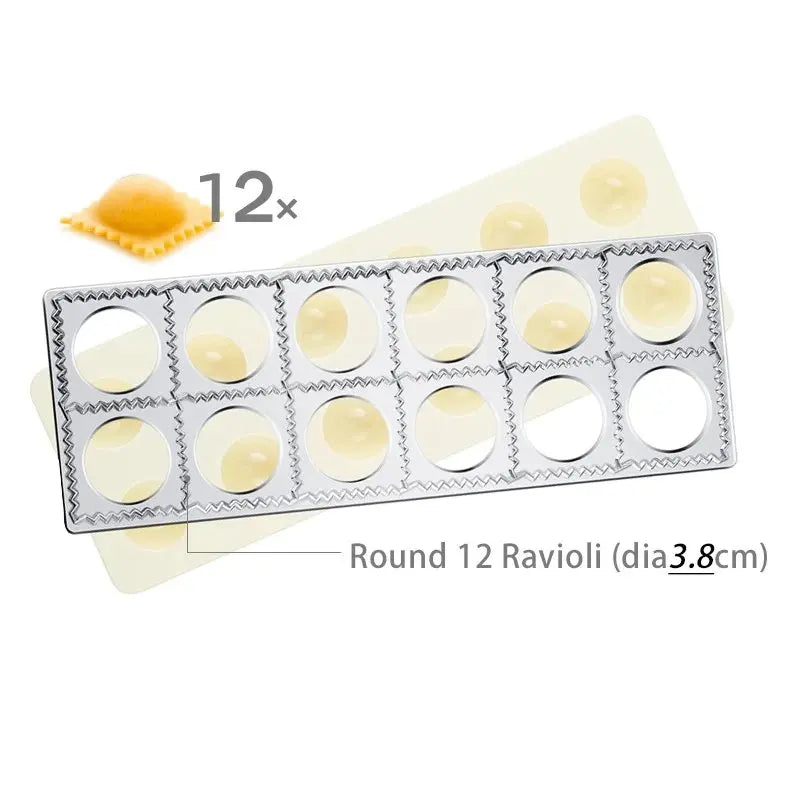 Molde para Dumplings DIY Molde para Raviolis Prensa para Dumplings Molde para Hacer Raviolis Molde de Aleación de Aluminio Sello Cortador de Raviolis con Bandeja y Prensa
