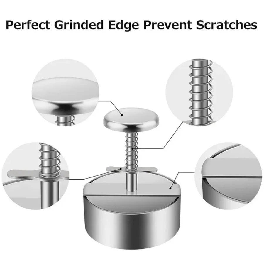 Prensa para Hamburguesas, Acero Inoxidable 304, Antiadherente, Molde Redondo Manual para Bolas de Arroz, Grosor Ajustable, Herramientas de Cocina para Carne de Res y BBQ