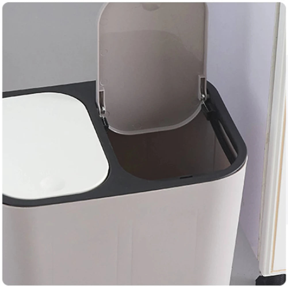Cubo de basura de cocina de 15L Doble reciclaje 2 secciones Decoración del hogar Sala de estar Dormitorio Baño
