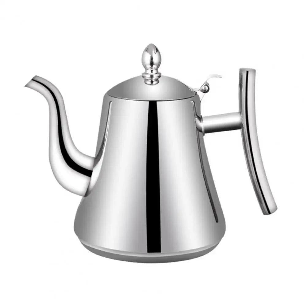 Tetera de acero inoxidable de 1.0L/1.5L/2.0L, con infusor extraíble para té de flores sueltas, tetera de café segura para estufa