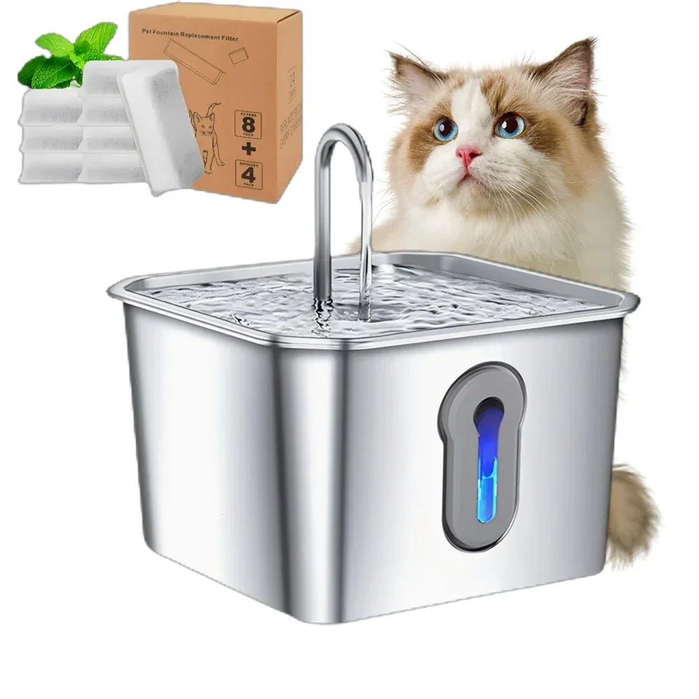 Fuente de Agua Acero Inoxidable para Gatos