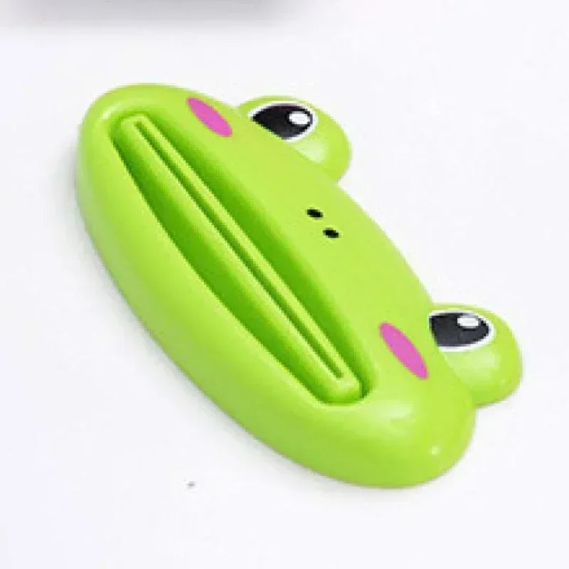 Lindo dispensador de pasta de dientes en caricatura enrollable, clips para limpiador facial, soporte de pasta de dientes para niños, ahorrador de tubo, accesorios de baño