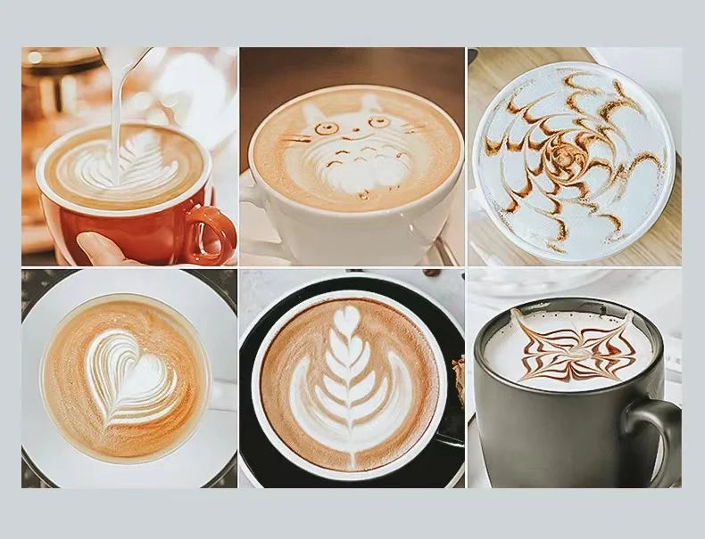 Jarra para espumar leche de acero inoxidable 304, tarro de espuma de leche para café, lata de espuma de leche para café, accesorios de café latte para cafetería, azul y dorado
