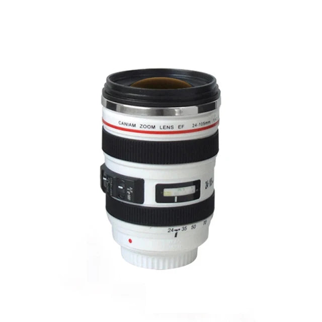 Taza de café de lente de cámara SLR de acero inoxidable EF24-105mm Negro/Blanco regalo creativo