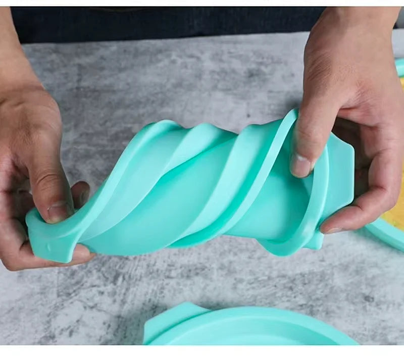 Molde de silicona para pasteles de 4/6/8 pulgadas Verde, juego de moldes redondos de capas de pastel, molde de silicona para hornear, herramientas de repostería para pastel arcoíris y mousse