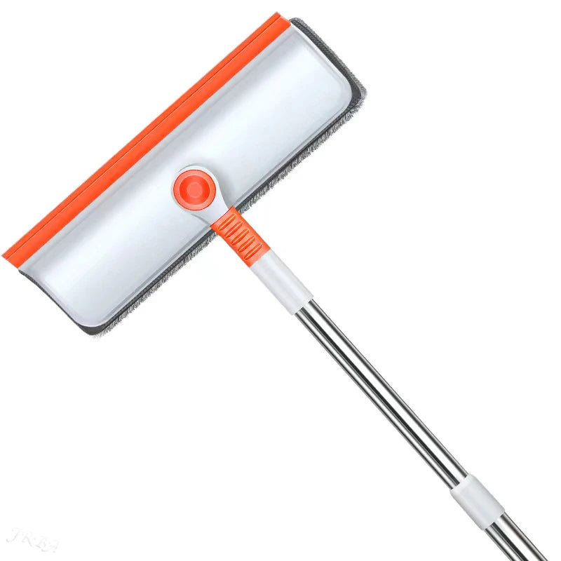 Limpiador de Ventanas con Mango Largo (51 pulg.), Herramienta de Limpieza de Vidrios con Escobilla de Silicona y Cepillo de Microfibra, Kit de Limpieza de Ventanas