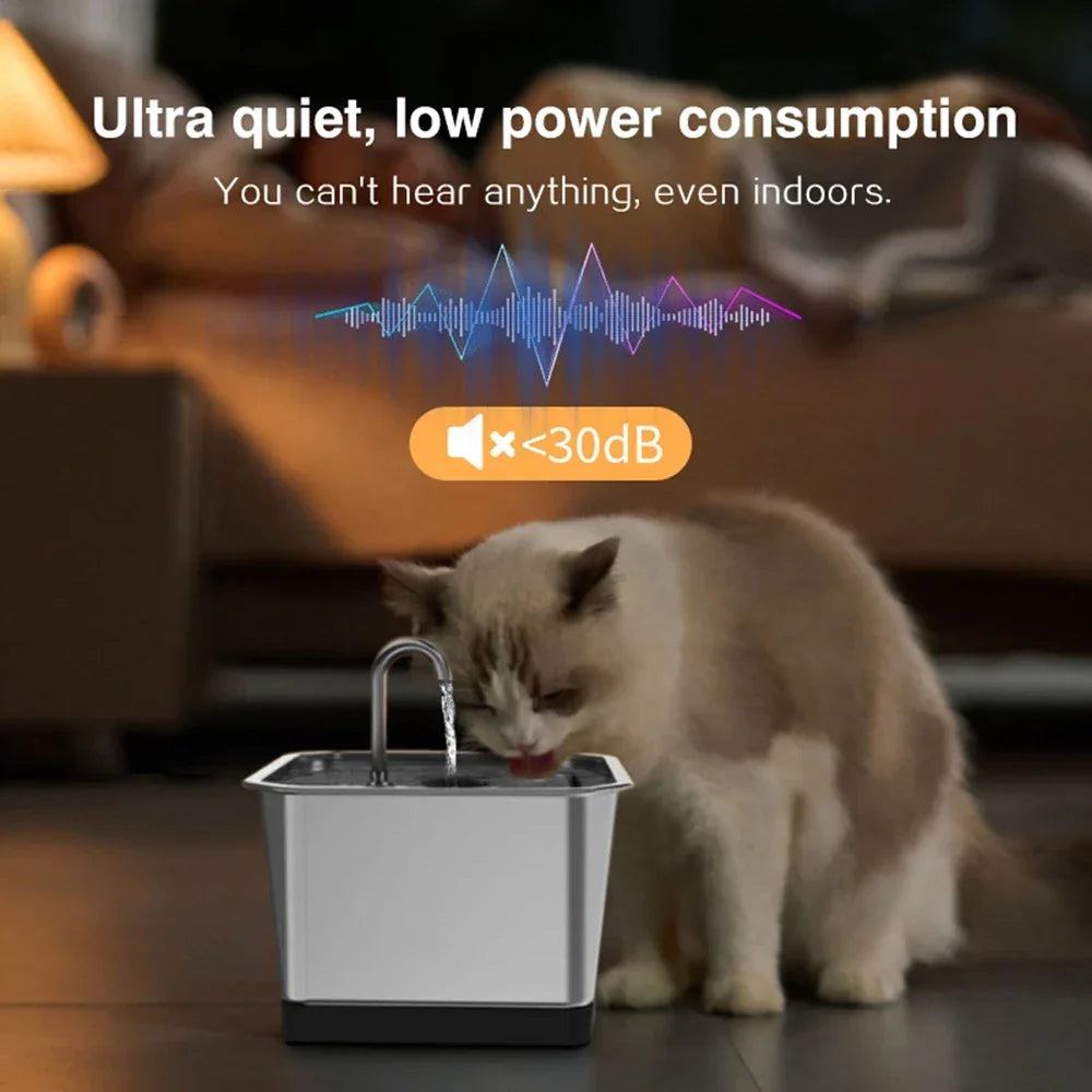 Fuente de Agua Acero Inoxidable para Gatos