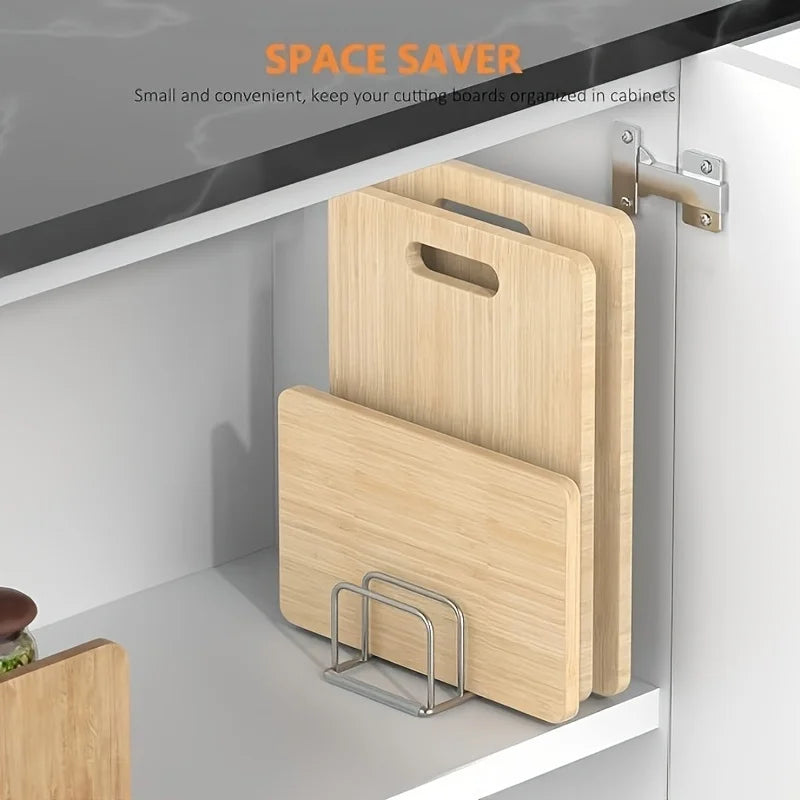 Stainless Steel Pot Lid and Cutting Board Organizer Countertop Rack
