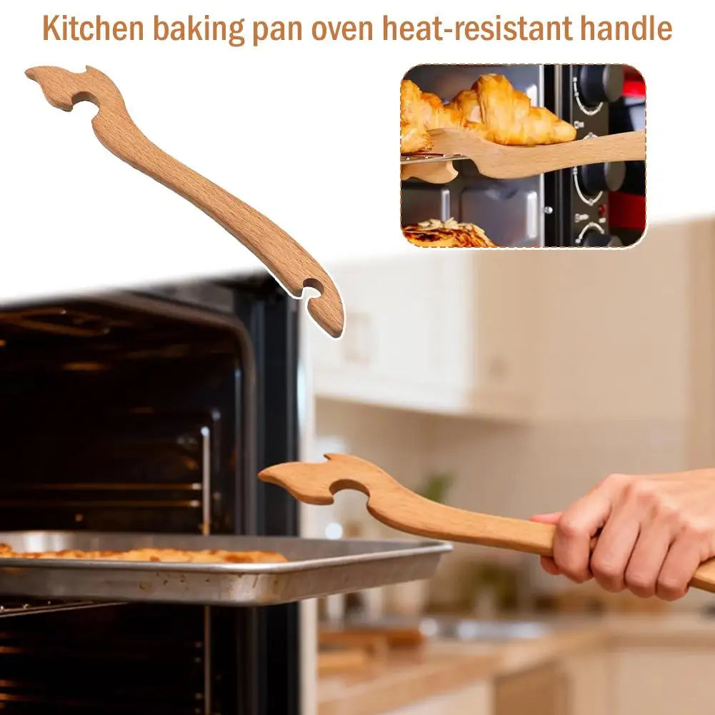 Extractor de Rejilla de Horno de Madera Antideslizante Mango de Madera Resistente al Calor Suave Para Hornear Asar Cocinar Accesorio de Horno 1/2/5 unidades