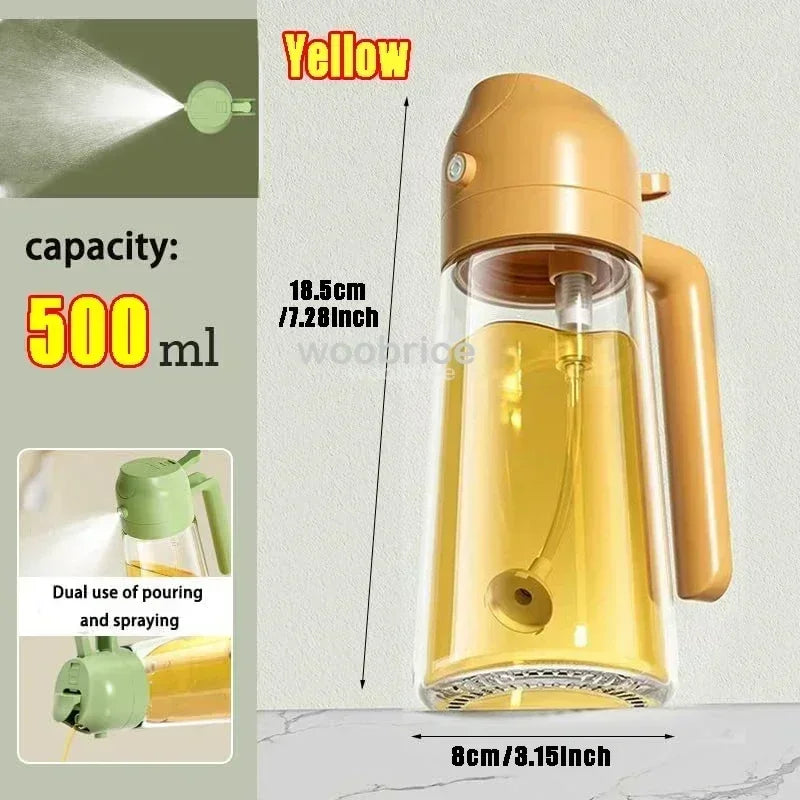 Spray de Aceite de Cocina 2 en 1 Botella Rociadora de Aceite de Vidrio Botella Multifuncional Dispensadores de Aceite para Cocinar y Barbacoa Rociador de Aceite de Oliva Herramienta de Cocina