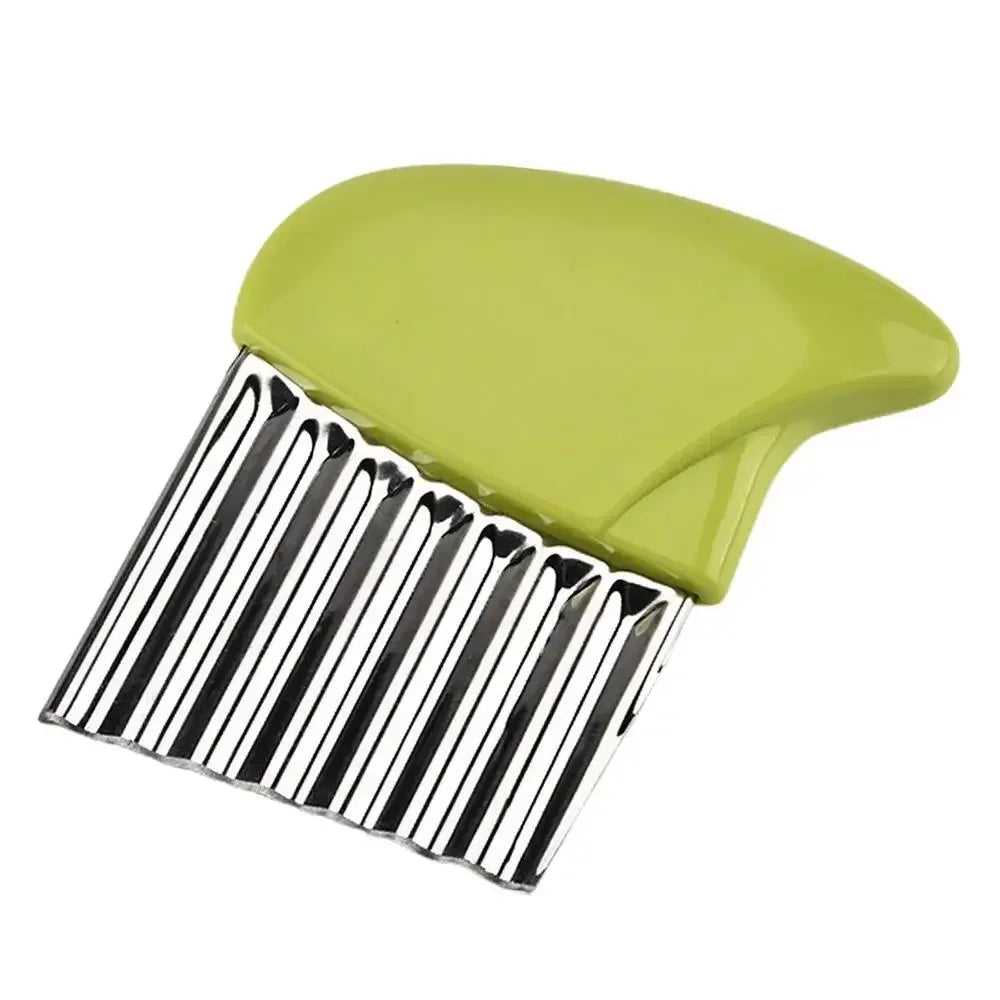 Cortador de Papas de Acero Inoxidable, Cortador de Verduras y Frutas, Cuchillo Ondulado Acanalado, Gadget de Cocina para Papas Fritas