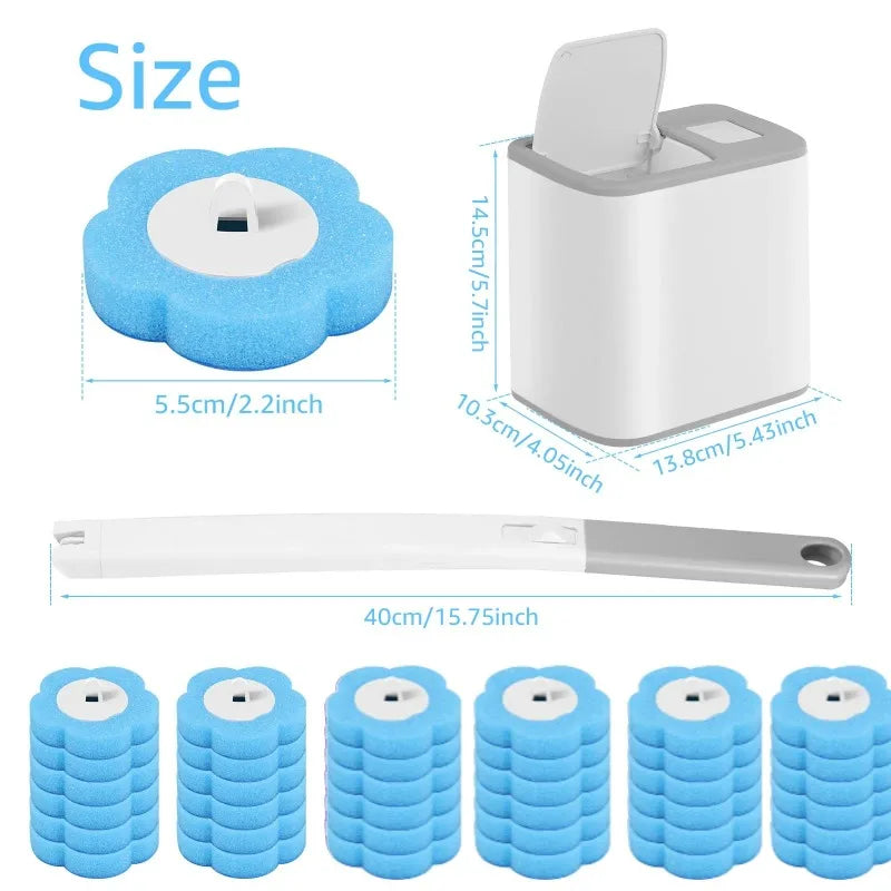 Cepillo de inodoro desechable con cabezal reemplazable, montado en la pared, con mango largo, herramientas de limpieza para inodoro, accesorios de baño WC