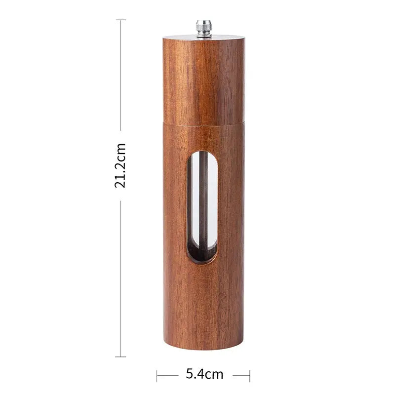 Molino de Sal y Pimienta de Madera, Molino de Pimienta Manual de 8 Pulgadas con Grosor Ajustable y Recargable, Salpimenteros de Madera de Acacia para Cocina