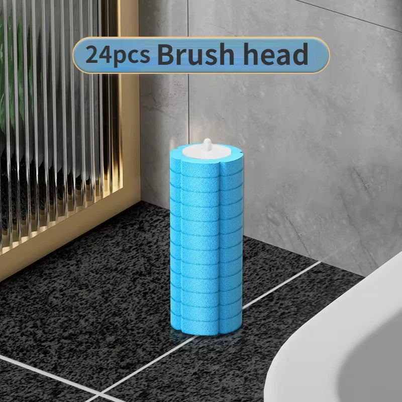 Cepillo de inodoro desechable con cabezal reemplazable, montado en la pared, con mango largo, herramientas de limpieza para inodoro, accesorios de baño WC