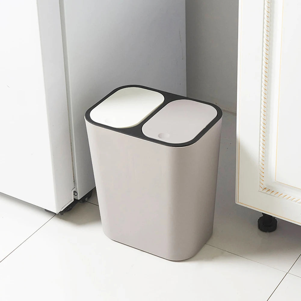 Cubo de basura de cocina de 15L Doble reciclaje 2 secciones Decoración del hogar Sala de estar Dormitorio Baño