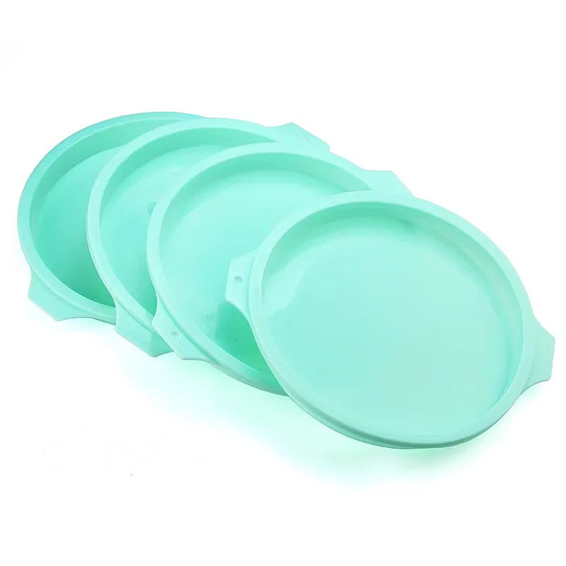 Molde de silicona para pasteles de 4/6/8 pulgadas Verde, juego de moldes redondos de capas de pastel, molde de silicona para hornear, herramientas de repostería para pastel arcoíris y mousse