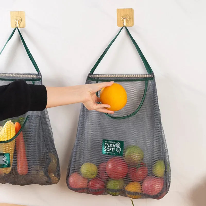 1PC Bolsa de Almacenamiento Colgante de Malla Portátil Multiusos Transpirable para Cocina, Frutas y Verduras