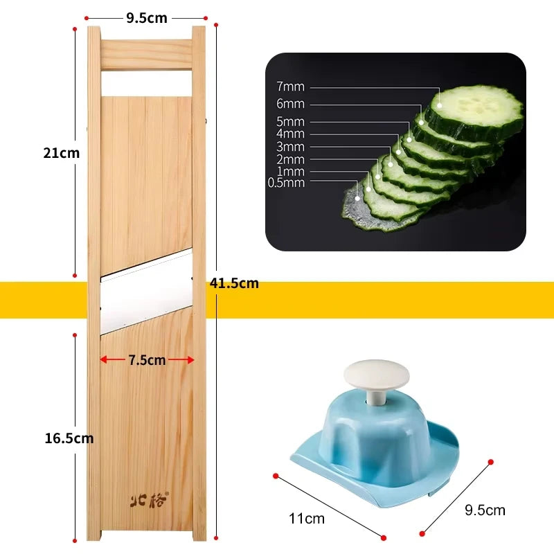Cortador de Verduras de Madera Cortador de Papas Cortador de Verduras Ajustable para Tomate y Cebolla Picadora de Col Picador de Frutas