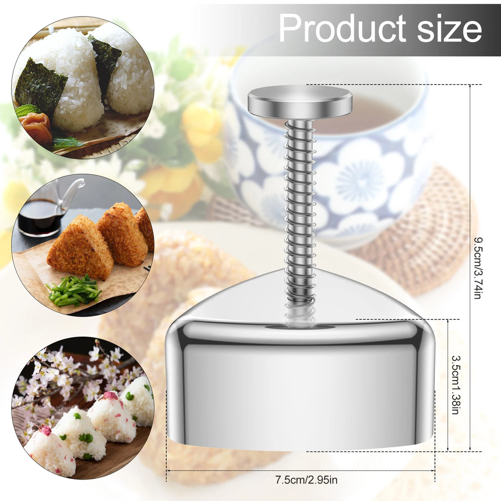 Molde para Onigiri Antiadherente de Acero Inoxidable Triangular y Rectangular Molde para Bolas de Arroz DIY Musubi Sushi Prensa para Almuerzo de Niños Bento