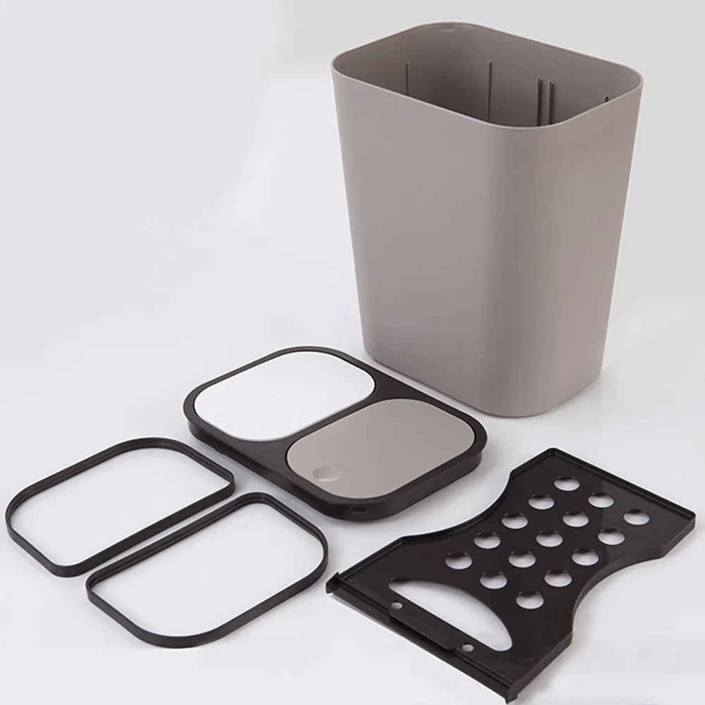 Cubo de basura de cocina de 15L Doble reciclaje 2 secciones Decoración del hogar Sala de estar Dormitorio Baño