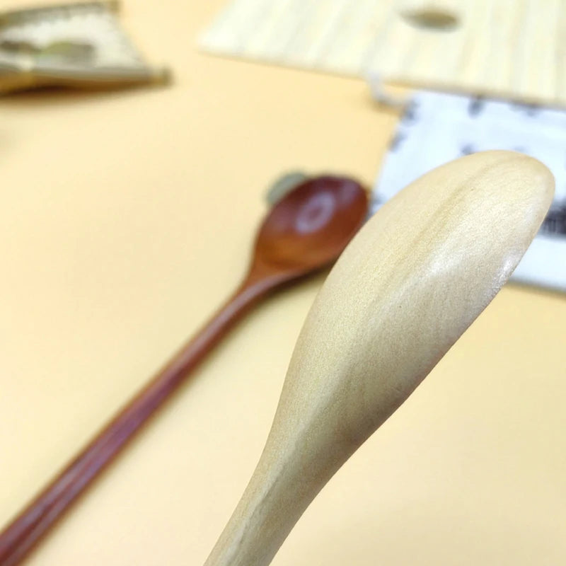Cuchara de Madera de 1 Pieza Cuchara de Cocina de Bambú Estilo Coreano 9 Pulgadas Utensilios de Mesa de Madera Natural para Sopa Cuchara para Cocinar Miel Café Cuchara para Mezclar